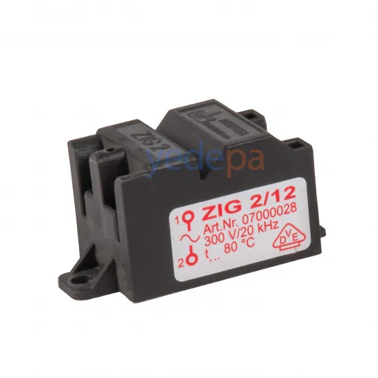 Kombi Ateşleme Trafosu ZIG 2/12 Art.Nr. 07000028 - Demirdöküm, Protherm, Glowworm, Hermann, Saunier Duval ve Demrad İçin Uyumlu