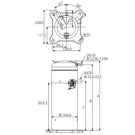 LG SB061YNA 5 HP R22 Scroll Kompresör