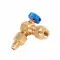 Blue Cap 90° Angled Refrigerant Charging Control Valve (Low Pressure, 1/4" Female)