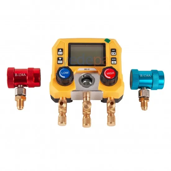 MG-10 Yüksek Hassasiyetli Dijital Manifold Saat Seti - 88 Soğutucu Gaz (R410A, R32, R134a, R22 vb.) Uyumlu, Vakum ve Kaçak Test Fonksiyonlu