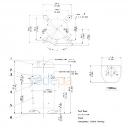 Panasonic C-SBN263H8A (CSBN 263 H8A) Scroll Kompresör – 3,5 HP, Vanasız