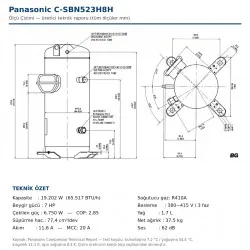 Panasonic 7 Hp CSBN 523 H8H Vanasız Kompresör
