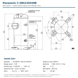 Panasonic 7 Hp CSBS 235 H38B Vanasız Kompresör