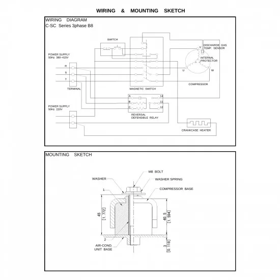 Panasonic C-SCN603H8K Vanasız Scroll Kompresör – 8 HP / 83.600 BTU, R134A-R404A-R407C