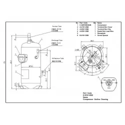 Panasonic C-SDP205H02B DC İnverter Scroll Kompresör – 4 HP / 46.400 BTU, R410A, 380V Trifaze
