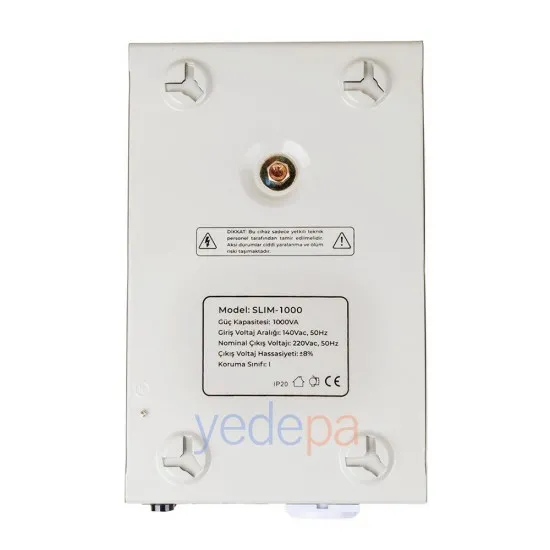 Powermaster SLIM-1000 Otomatik Voltaj Regülatörü – 1000W, Tek Fazlı, Beyaz Metal Kasa