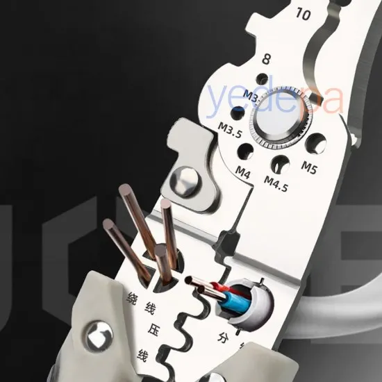 Profesyonel Çok Fonksiyonlu Kablo Sıyırma ve Kesme Pensesi - Yüksek Karbon Çelik, İzoleli Sap, Hassas Ayar Mekanizması