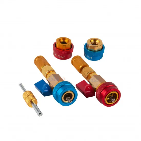 Oto Klima R1234yf Sibop Sökme Takma Aparatı ve R134a Dönüştürücü Adaptör Seti (Vanalı, Çantalı)