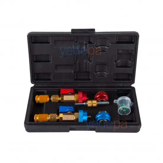 Oto Klima R1234yf Sibop Sökme Takma Aparatı ve R134a Dönüştürücü Adaptör Seti (Vanalı, Çantalı)