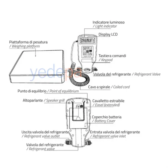RCS-N9030 Elektronik Soğutucu Gaz Dolum Terazisi – 100 kg Kapasiteli, Solenoid Vanalı, Programlanabilir