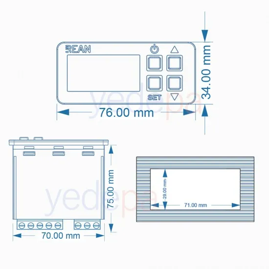 REAN RN311-230-30 Dijital Termostat Tek Problu 30A Isıtma ve Soğutma Kontrol Cihazı