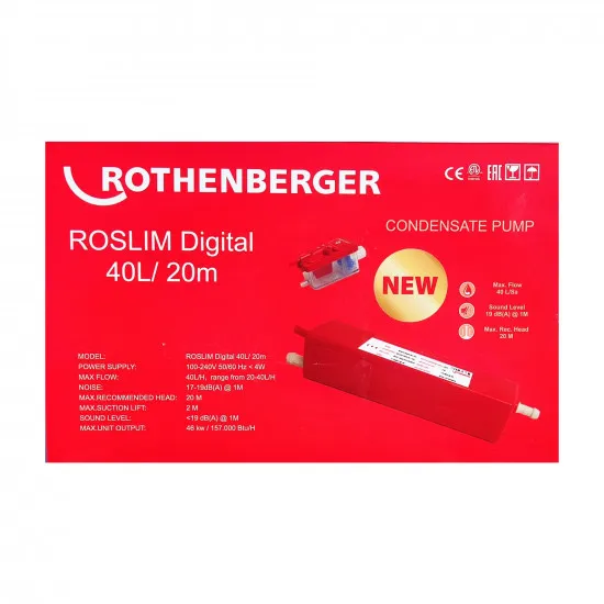 Rothenberger ROSLIM DIGITAL Mini Klima Drenaj Pompası – 40 L/h, 20 m Basma, Hazneli (1099907)