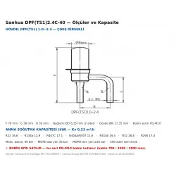 Sanhua DPF(TS1)2.4C-40 Elektronik Genleşme Vanası (EEV) – Kv 0,23 · 500 Adım · Ø6,35 mm Dirsekli Bağlantı