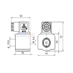 MQ-A0322G-000001 Sanhua Elektronik Solenoid Valf Bobini - 220-240V, 12W, IP67 Koruma, 54 mm Bağlantı Ölçüsü
