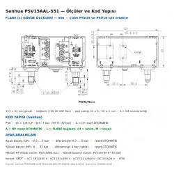 Sanhua PSV15AAL-S51 Çift Basınç Prosestatı – LP −0,5~7 Bar / HP 6~32 Bar, Her İki Taraf Otomatik Reset, 7/16" Flare