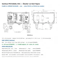 Sanhua PSV16AAL-S51 Çift Basınç Prosestatı – LP −0,5~7 Bar / HP 8~42 Bar, Her İki Taraf Otomatik Reset, 7/16" Flare