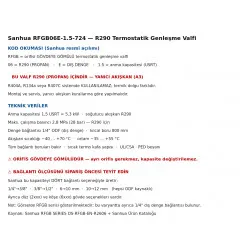 Sanhua RFGB06E-1.5-724 Termostatik Genleşme Valfi – R290 (Propan), Dış Dengeli, 1,5 USRT (≈5,3 kW), Gömülü Orifis