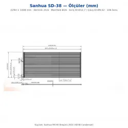 Sanhua SD-38 Mikro Kanallı Isı Değiştirici (Kondenser) | 2293 × 1008 mm | 50-145 kW (R410A) | 45 bar