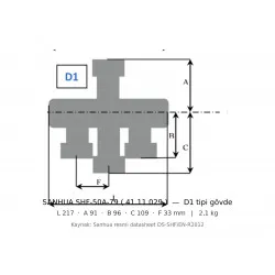 Sanhua SHF-50A-79 4 Yollu Çevirme (Reversing) Vanası | ~49 kW R410A | 7/8" + 1 1/8" (22×28 mm) ODF | Bobin Ayrı