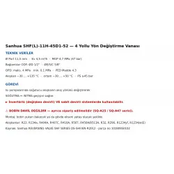 Sanhua SHF(L)-11H-45D1-52 4 Yollu Yön Değiştirme Vanası – Ø11,5 mm, Kv 4,5, 1/2" × 5/8" ODF (Bobin Hariç)
