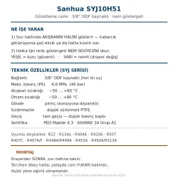 Sanhua SYJ10H51 Gözetleme Camı – 3/8" ODF Kaynaklı, Nem Göstergeli, 46 bar