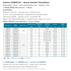 Sanhua YCQB05L50 Basınç Sensörü (Transdüser) – 0 – 46 bar, 0,5-4,5 V Oransal Çıkış, 7/16" Flare