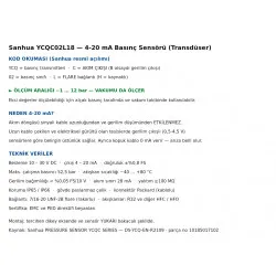 Sanhua YCQC02L18 Basınç Sensörü (Transdüser) – 4-20 mA Çıkış, −1…12 Bar, 7/16" Flare, Packard