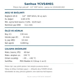 Sanhua YCVS4H01 Çekvalf (Tek Yönlü Vana) – 1/2" ODF Lehim, Kv 2,64, 49 bar