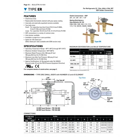 Sporlan ERZE/BBIZE-1-GA Termostatik Ekspansiyon Valfi – 3,5 kW / 1 Ton, R410A