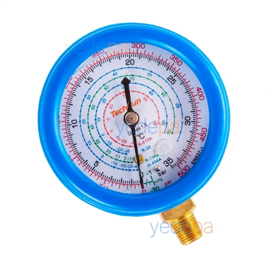 Techsun Alçak Basınç Manometre Ø70 mm (Silikon Korumalı) | 1/8" NPT | R134a / R404A / R410A / R32