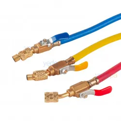 Techsun CCL72 Gaz Şarj Hortumu 180cm Mini Küresel Vanalı 3'lü Takım – R410a Uyumlu, 1/4" - 5/16" Bağlantılı