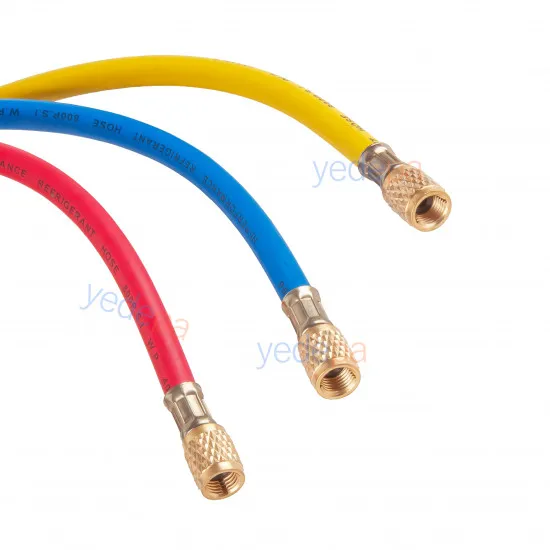 Techsun CCL72 Gaz Şarj Hortumu 180cm Mini Küresel Vanalı 3'lü Takım – R410a Uyumlu, 1/4" - 5/16" Bağlantılı