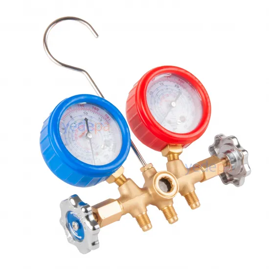 Techsun MFD-100 Yandan Vanalı Manifold Seti - R22, R134a, R404a, R407C Gazları İçin - 3 x 90 cm Hortumlu