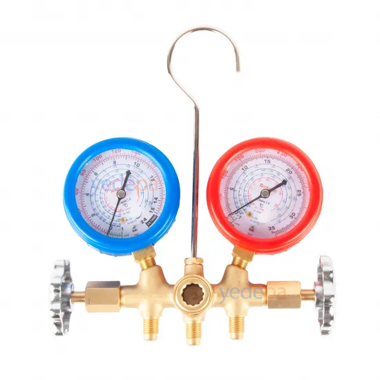 Techsun MFD-100 Yandan Vanalı Manifold Seti - R22, R134a, R404a, R407C Gazları İçin - 3 x 90 cm Hortumlu