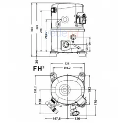 Tecumseh FH 4518 Y - XC 1.5 Hp Soğutma Kompresörü R-404A (Vanalı)