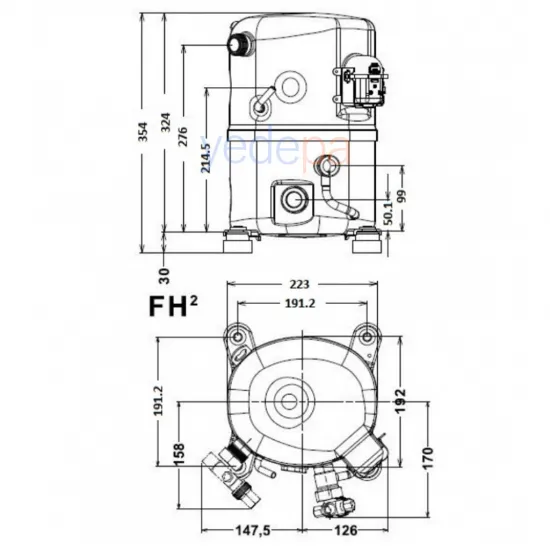 Tecumseh FH 4518 Y - XC 1.5 Hp Soğutma Kompresörü R-404A (Vanalı)