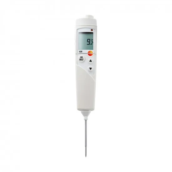 Testo 106 Gıda Termometresi Seti – TopSafe Koruma Kılıfı (IP67), −50…+275 °C, ±0,5 °C, Ø2,2 mm İnce Uç, Alarmlı (0563 1063)