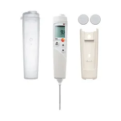 Testo 106 Gıda Termometresi Seti – TopSafe Koruma Kılıfı (IP67), −50…+275 °C, ±0,5 °C, Ø2,2 mm İnce Uç, Alarmlı (0563 1063)