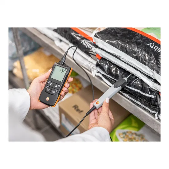 Testo 110 NTC/Pt100 Dijital Sıcaklık Ölçer – Bluetooth App Bağlantılı, TUC Prob Girişli, Alarmlı, HACCP Uyumlu, Prob Hariç (0563 0110)