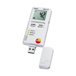 Testo 184 H1 ეკრანიანი სატრანსპორტო ტენიანობისა და ტემპერატურის ლოგერი (USB Data Logger) – შეცვლადი ბატარეა, 500 დღე, 60.000 მნიშვნელობა, 0…100 %RH (0572 1845)