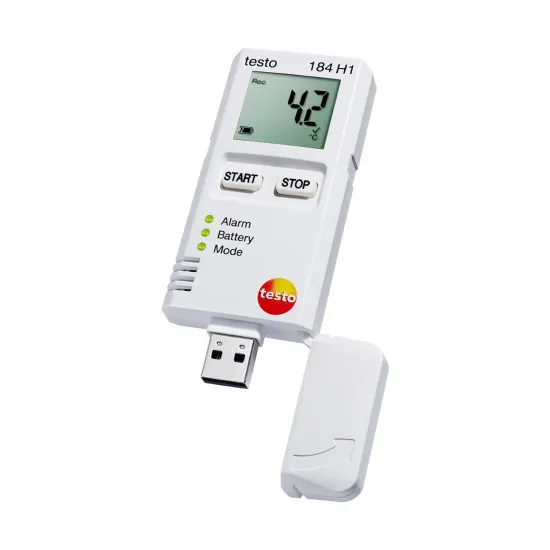 Testo 184 H1 Ekranlı Nakliye Nem ve Sıcaklık Kayıt Cihazı (USB Data Logger) – Pili Değişebilir, 500 Gün, 60.000 Değer, 0…100 %RH (0572 1845)