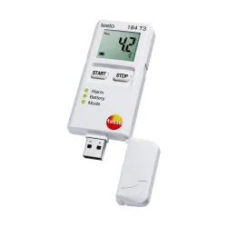 Testo 184 T3 Transport Temperature Data Logger with Display (USB Data Logger) – Replaceable Battery, 500 Days, 40,000 Readings, −35…+70 °C, PDF Report (0572 1843)