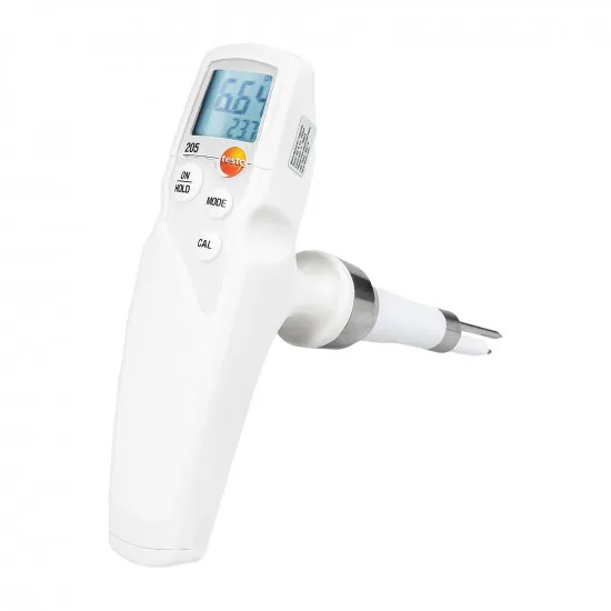 Testo 205 Et ve Yarı Katı Gıda pH Metre – pH/Sıcaklık Ölçer, 0…14 pH, ±0,02 pH, Otomatik Sıcaklık Kompanzasyonu, IP65 (0563 2051)