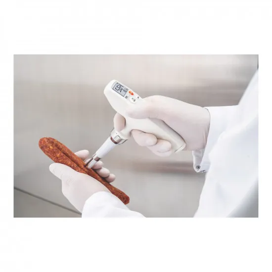 Testo 205 Et ve Yarı Katı Gıda pH Metre – pH/Sıcaklık Ölçer, 0…14 pH, ±0,02 pH, Otomatik Sıcaklık Kompanzasyonu, IP65 (0563 2051)