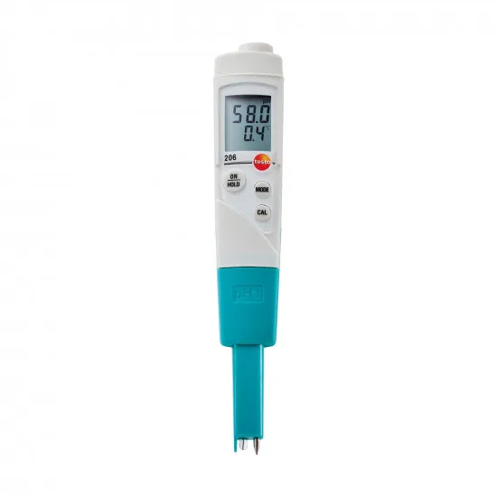 Testo 206 pH1 Sıvılar İçin pH Metre Başlangıç Seti – pH/Sıcaklık Ölçer, pH 4 ve 7 Tampon Çözelti, TopSafe IP68, Alüminyum Çanta (0563 2065)