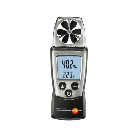 Testo 410-2 Pervaneli Anemometre ve Nem Ölçer – 0,4…20 m/sn Hava Hızı, Sıcaklık, 0…100 %RH Nem, Çiğ Noktası, Cep Tipi (0560 4102)