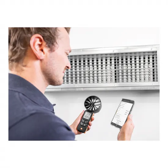 Testo 417 Dijital Pervaneli Anemometre – 100 mm Pervane, 0,3…20 m/sn, Hacimsel Debi ve Sıcaklık, Bluetooth (0563 0417)