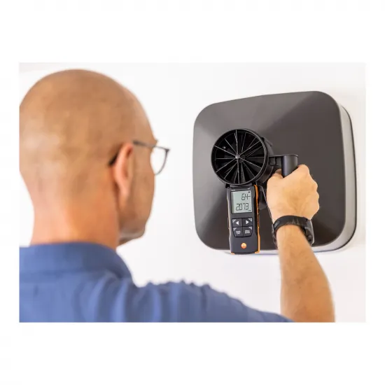 Testo 417 Set 1 Pervaneli Anemometre + 2 Ölçüm Hunisi – 100 mm Pervane, 0…440 m³/h Menfez Debisi, Bluetooth (0563 1417)