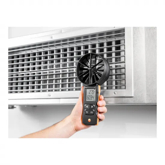 Testo 417 Set 1 Pervaneli Anemometre + 2 Ölçüm Hunisi – 100 mm Pervane, 0…440 m³/h Menfez Debisi, Bluetooth (0563 1417)