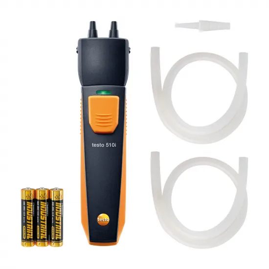 Testo 510i Kablosuz Fark Basınç Ölçer (Dijital Manometre) – Bluetooth, ±150 hPa, 0,01 hPa Çözünürlük, Kombi Gaz Basıncı (0560 1510)